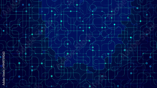 Abstract network of glowing blue lines and dots on a dark background