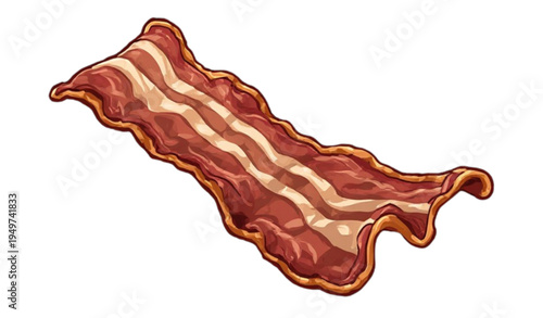 A vector graphic illustration of crispy cooked bacon on a white background