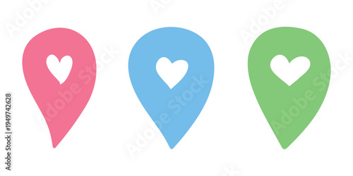 Set of hand drawn map pin Map marker pointer sign GPS and mapping tools Location pin symbol Pinpoint clipart in doodle style Single element for web, design