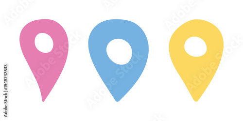 Set of hand drawn map pin Map marker pointer sign GPS and mapping tools Location pin symbol Pinpoint clipart in doodle style Single element for web, design