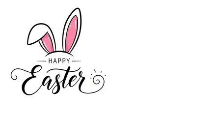 Happy easter greeting with bunny ears on white background