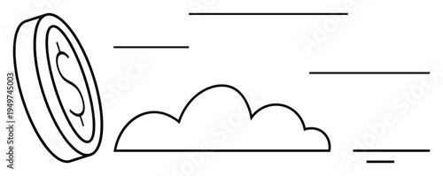 Digital currency concept. Digital currency ed with a coin and cloud, fast transactions. Digital currency revolutionizing cloud payments, finance, and technology. Perfect for fintech, blockchain