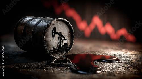 Oil Barrel and Red Graphic:...