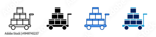 trolley icon set multiple style collection