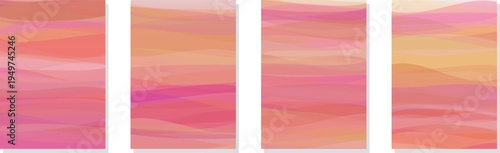 幻想的な暖色の波：抽象的な曲線グラデーション背景セット