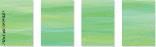 幻想的な寒色の波の抽象的な曲線グラデーション背景セット