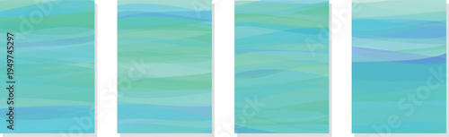 幻想的な寒色の波の抽象的な曲線グラデーション背景セット