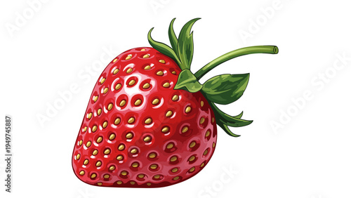 Fresh Strawberry Fruit Illustration - Healthy Food Ingredient, Summer Berry