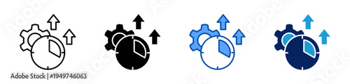 time efficiency icon set multiple style collection