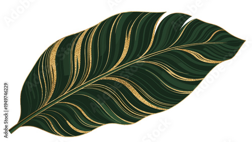 Elegant Green & Gold Tropical Leaf Design for Luxury Decor & Branding