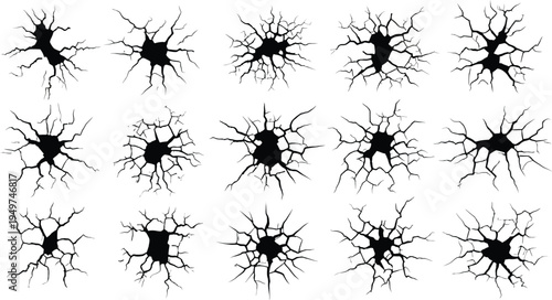 Cracked Surface Texture: A collection of cracks spreading across a surface, with a range of patterns, creating a sense of damage and destruction.