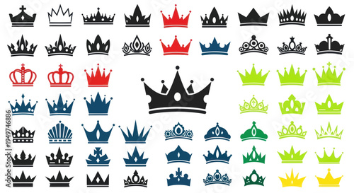 Collection of Royal Crowns Icons and Symbols