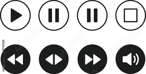 Multimedia Icon Set: A modern and sleek collection of multimedia icons, essential for any digital interface or creative project, all arranged in a clean and organized manner.