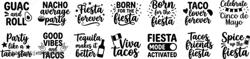 Fun Taco Fiesta Typography Bundle Mexican Party Quotes for Cinco de Mayo Designs