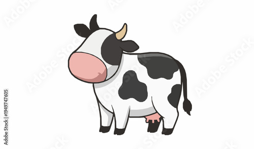 Cute cartoon cow standing farm animal character vector illustration