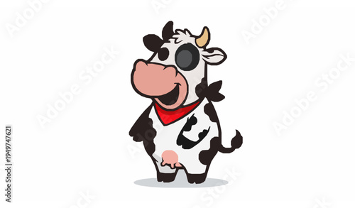 Happy cartoon cow farm animal cute character vector