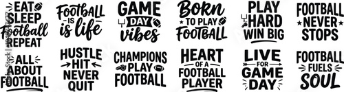 Football Game Day Typography Bundle With Champion Motivation Quotes Team Spirit Sports Lettering Collection for Apparel Stickers and Fan Designs