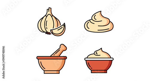 Aioli Garlic Line art vector creative vibrant abstract tone