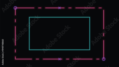 Futuristic Neon HUD Frame with Cyan and Pink Glowing Borders