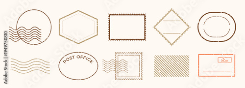 Vintage postal stamp designs element vector set