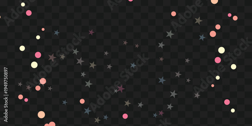 A stunning night scene showcasing numerous colorful stars and spherical lights scattered across a dark sky with a subtle texture.