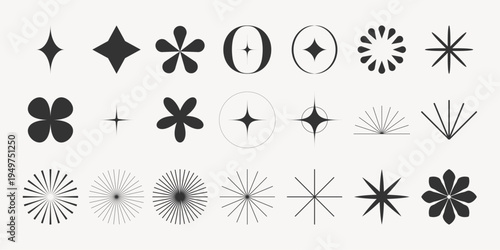 Abstract geometric starburst shapes vector element set