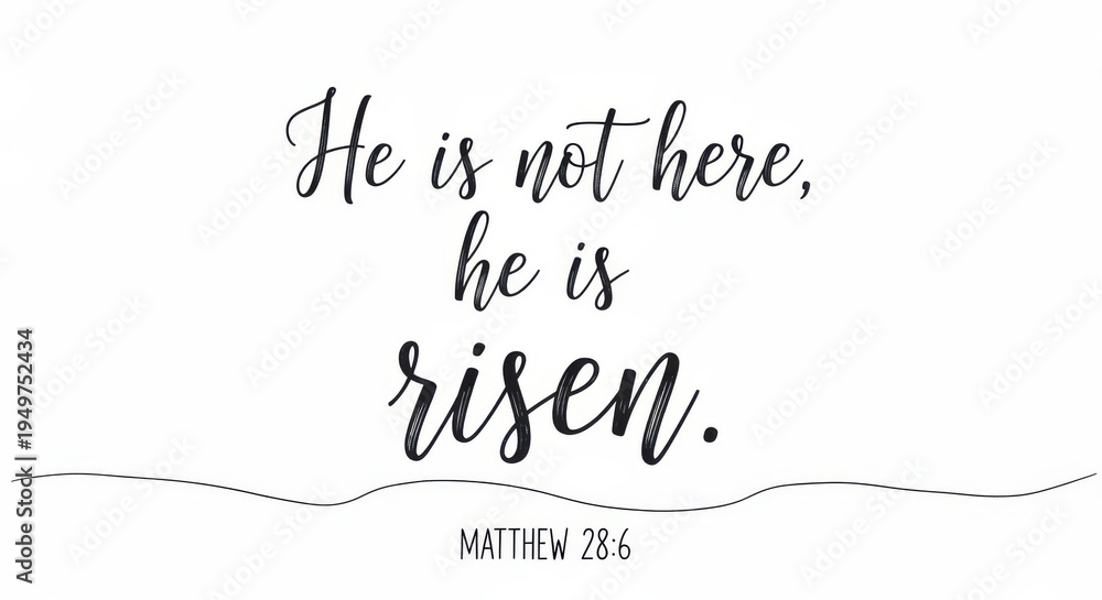 Obraz premium He is not here he is risen easter christian quote on white