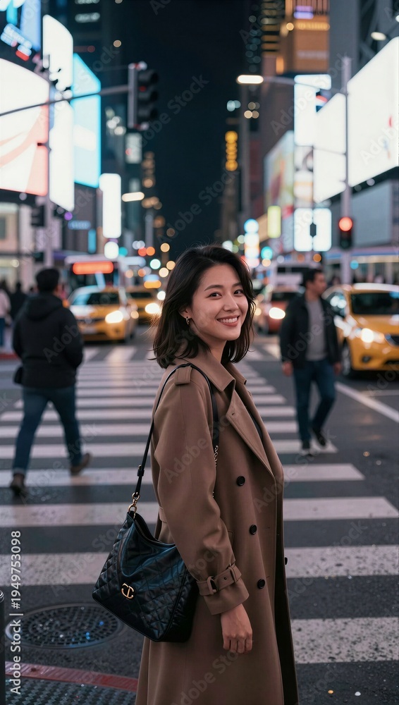 Obraz premium Woman Walking on a City Street