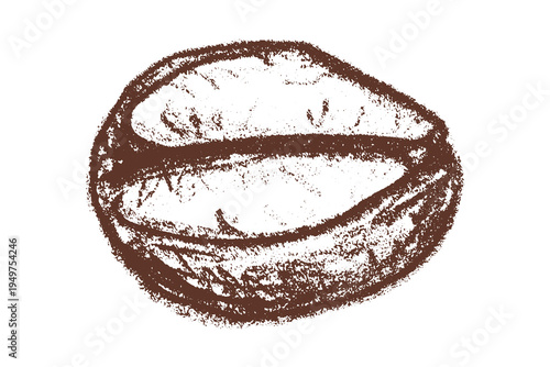 Hand drawn fresh roasted coffee bean Arabica robusta seed doodle Single element for print, web, design, decor