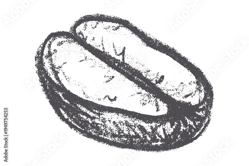 Hand drawn fresh roasted coffee bean Arabica robusta seed doodle Single element for print, web, design, decor