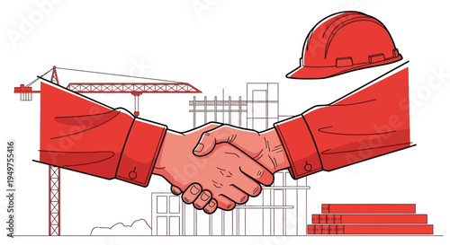 Handshake Between Two Construction Workers.