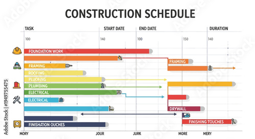 Construction schedule timeline plan chart.