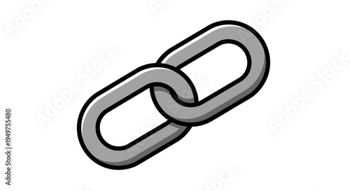 Gray metal chain link closeup detail.