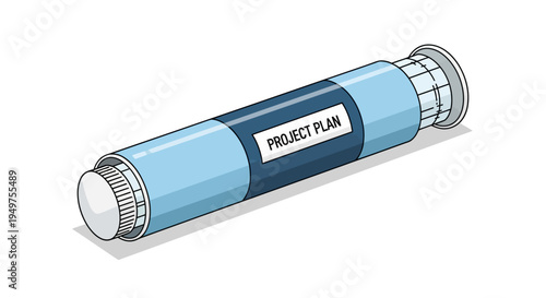 Blue cylindrical object plan tube.