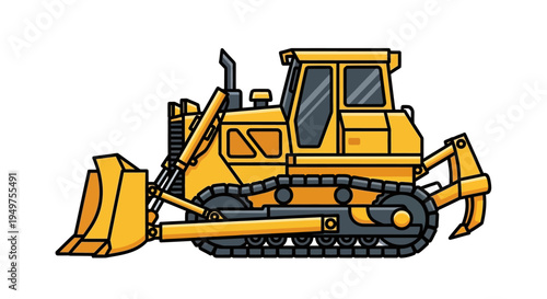 Yellow bulldozer heavy equipment machine.
