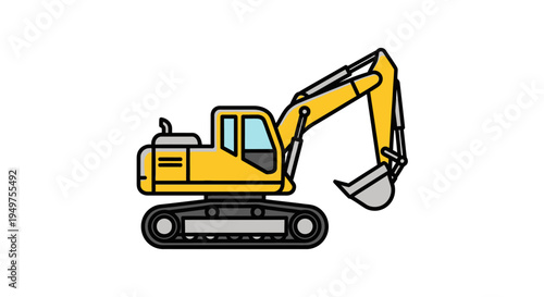Yellow excavator machine heavy equipment.