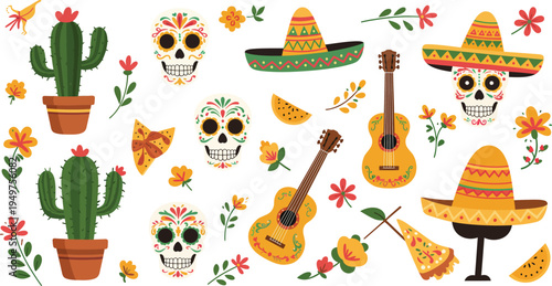 Flat design elements collection for cinco de mayo celebration