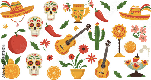 Flat design elements collection for cinco de mayo celebration