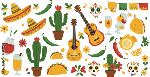 Flat design elements collection for cinco de mayo celebration