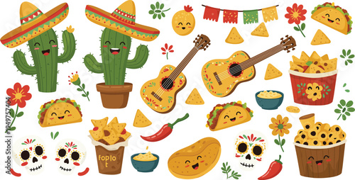 Flat design elements collection for cinco de mayo celebration