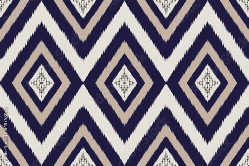 Modern Navy and White Interlocking Square Geometric Pattern. CMYK