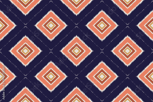Modern Navy and White Interlocking Hexagon Ikat Pattern., CMYK