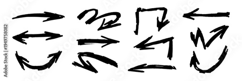 Hand-drawn black arrows collection vector