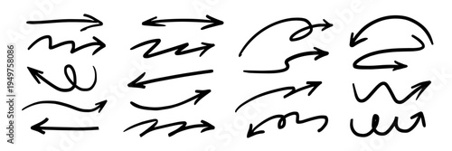 Hand-drawn black arrows collection vector