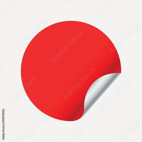 Red circular sticker with curl element vector