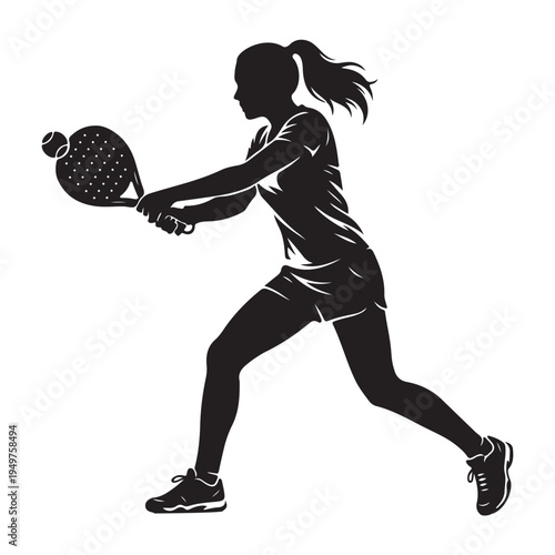 silhouette of a woman model playing padel