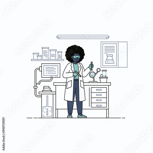 Scientist Conducting Research in Laboratory vector illustration