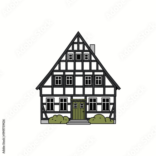 Quaint Half-Timbered House Illustration vector illustration