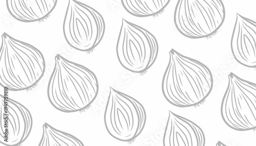 Red Onion Seamless Pattern. Fresh Vegetable Slice Illustration. Hand Drawn Culinary Ingredient. Repeating Kitchen Food Background.