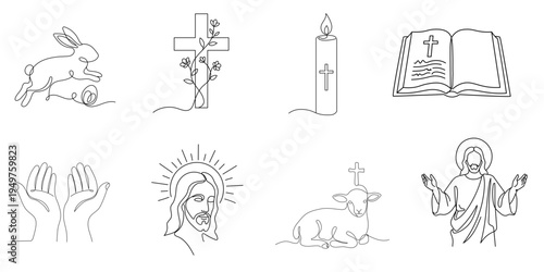 Easter and Christian Line Art Icons